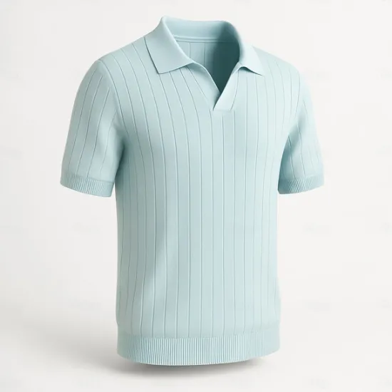 Discount OUKU Men's Polo Knit Polo Sweater Business Casual V Neck Short Sleeve Formal Solid Color Novelty Summer All Seasons Light Blue Light Khaki Black White Army Green Coffee Polo