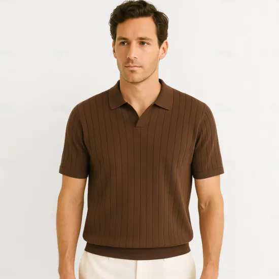 Discount OUKU Men's Polo Knit Polo Sweater Business Casual V Neck Short Sleeve Formal Solid Color Novelty Summer All Seasons Light Blue Light Khaki Black White Army Green Coffee Polo