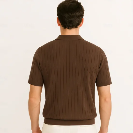 Discount OUKU Men's Polo Knit Polo Sweater Business Casual V Neck Short Sleeve Formal Solid Color Novelty Summer All Seasons Light Blue Light Khaki Black White Army Green Coffee Polo