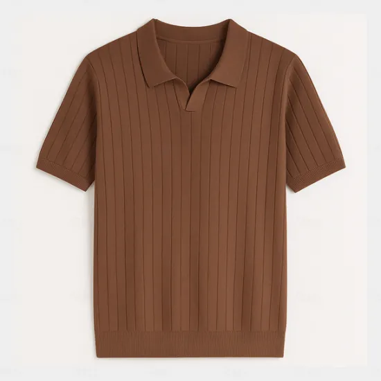 Discount OUKU Men's Polo Knit Polo Sweater Business Casual V Neck Short Sleeve Formal Solid Color Novelty Summer All Seasons Light Blue Light Khaki Black White Army Green Coffee Polo