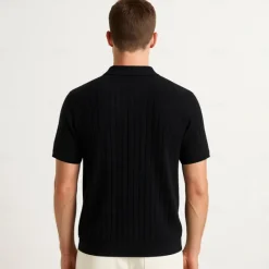 Discount OUKU Men's Polo Knit Polo Sweater Business Casual V Neck Short Sleeve Formal Solid Color Novelty Summer All Seasons Light Blue Light Khaki Black White Army Green Coffee Polo