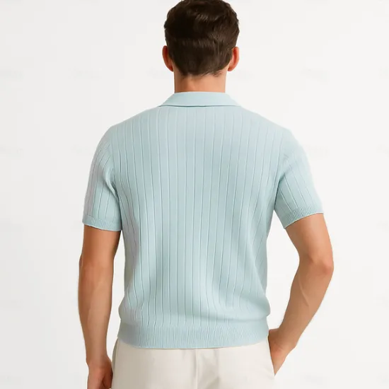 Discount OUKU Men's Polo Knit Polo Sweater Business Casual V Neck Short Sleeve Formal Solid Color Novelty Summer All Seasons Light Blue Light Khaki Black White Army Green Coffee Polo