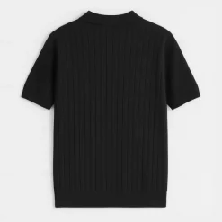 Discount OUKU Men's Polo Knit Polo Sweater Business Casual V Neck Short Sleeve Formal Solid Color Novelty Summer All Seasons Light Blue Light Khaki Black White Army Green Coffee Polo