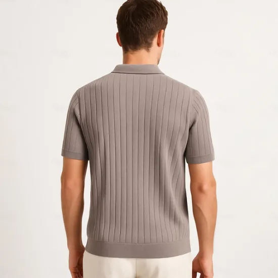 Discount OUKU Men's Polo Knit Polo Sweater Business Casual V Neck Short Sleeve Formal Solid Color Novelty Summer All Seasons Light Blue Light Khaki Black White Army Green Coffee Polo