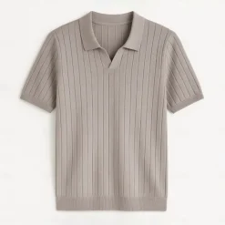 Discount OUKU Men's Polo Knit Polo Sweater Business Casual V Neck Short Sleeve Formal Solid Color Novelty Summer All Seasons Light Blue Light Khaki Black White Army Green Coffee Polo