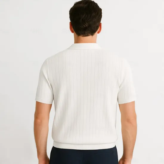 Discount OUKU Men's Polo Knit Polo Sweater Business Casual V Neck Short Sleeve Formal Solid Color Novelty Summer All Seasons Light Blue Light Khaki Black White Army Green Coffee Polo