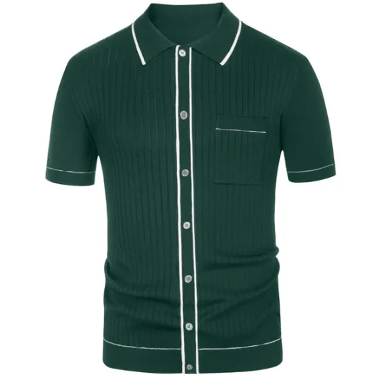 OUKU Men's Polo Knit Polo Sweater Business Casual Lapel Short Sleeve Modern Old Money Style Solid / Plain Color Button Front Summer Dark Navy Green Rose Red Polo