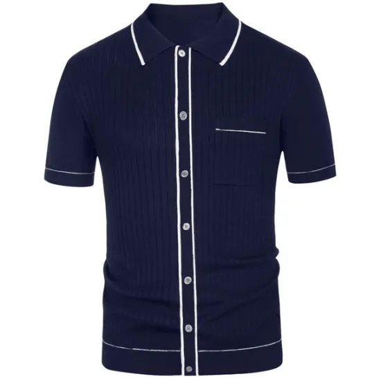 OUKU Men's Polo Knit Polo Sweater Business Casual Lapel Short Sleeve Modern Old Money Style Solid / Plain Color Button Front Summer Dark Navy Green Rose Red Polo