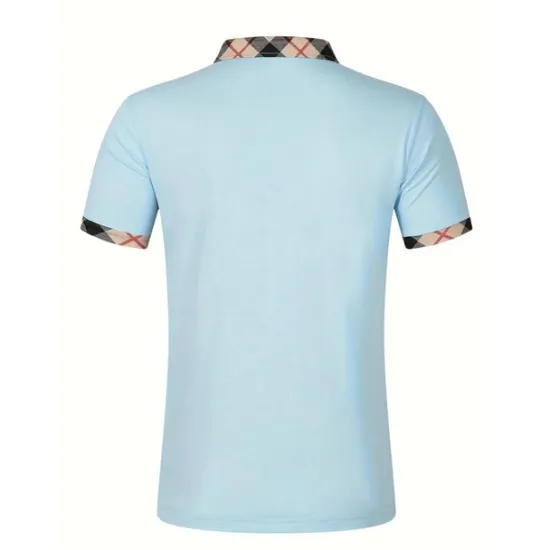 Hot OUKU Men's Polo Shirt Button Up Polos Casual Holiday Lapel Short Sleeve Fashion Basic Plaid Color Block Patchwork Summer Regular Fit Black White Red Navy Blue Sky Blue Beige Polo Shirt