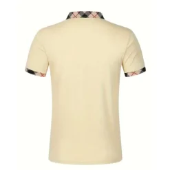 Hot OUKU Men's Polo Shirt Button Up Polos Casual Holiday Lapel Short Sleeve Fashion Basic Plaid Color Block Patchwork Summer Regular Fit Black White Red Navy Blue Sky Blue Beige Polo Shirt