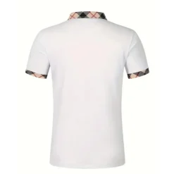 Hot OUKU Men's Polo Shirt Button Up Polos Casual Holiday Lapel Short Sleeve Fashion Basic Plaid Color Block Patchwork Summer Regular Fit Black White Red Navy Blue Sky Blue Beige Polo Shirt