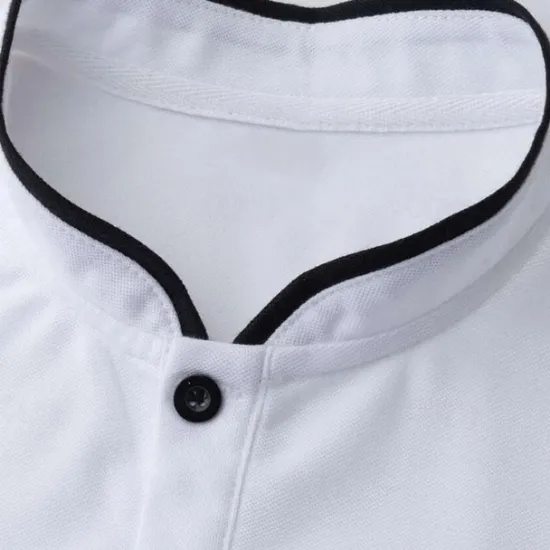 Hot OUKU Men's Polo Shirt Collarless Golf Shirts Casual Holiday Stand Collar Banded Collar Short Sleeve Fashion Basic Plain Button Summer Regular Fit Retro Red Black White Brown Polo Shirt
