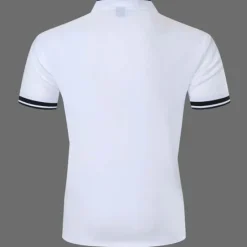 Discount OUKU Men's Polo Shirt Collarless Golf Shirts Casual Holiday Stand Collar Short Sleeve Fashion Basic Plain Button Summer Regular Fit Black White Burgundy Polo Shirt