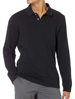 New OUKU Men's Polo Shirt Cotton Polo Shirt Outdoor Casual Polo Collar Long Sleeve Casual Comfortable Solid Color Plain Button Front Button-Down Spring Fall Regular Fit Black White Yellow Pink Navy Blue Blue