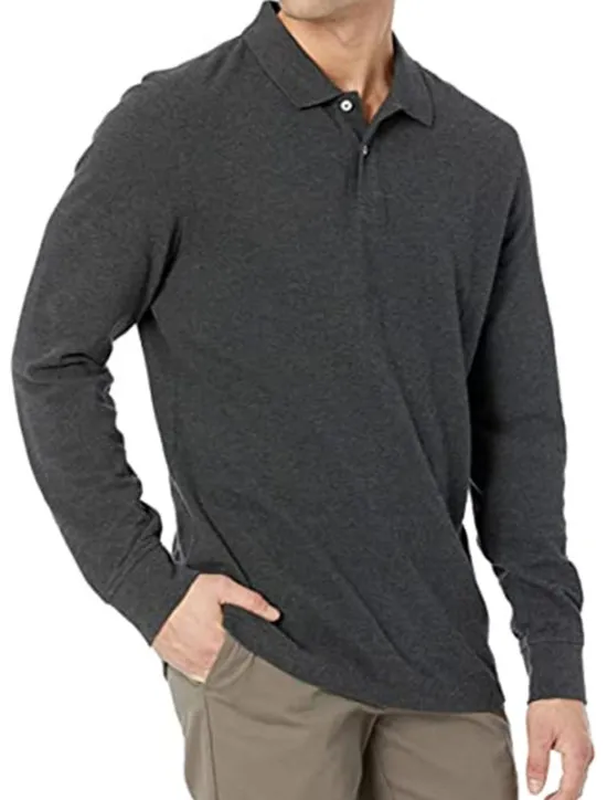 New OUKU Men's Polo Shirt Cotton Polo Shirt Outdoor Casual Polo Collar Long Sleeve Casual Comfortable Solid Color Plain Button Front Button-Down Spring Fall Regular Fit Black White Yellow Pink Navy Blue Blue
