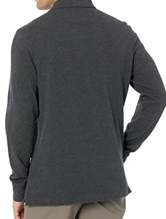 New OUKU Men's Polo Shirt Cotton Polo Shirt Outdoor Casual Polo Collar Long Sleeve Casual Comfortable Solid Color Plain Button Front Button-Down Spring Fall Regular Fit Black White Yellow Pink Navy Blue Blue