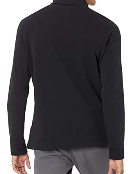 New OUKU Men's Polo Shirt Cotton Polo Shirt Outdoor Casual Polo Collar Long Sleeve Casual Comfortable Solid Color Plain Button Front Button-Down Spring Fall Regular Fit Black White Yellow Pink Navy Blue Blue