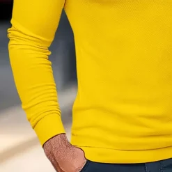 Online OUKU Men's Polo Shirt Golf Polo Street Business Turndown Ribbed Polo Collar Long Sleeve Fashion Basic Solid Color Patchwork Fall Winter Cross-Seasons Regular Fit Black White Yellow Burgundy Polo Shirt