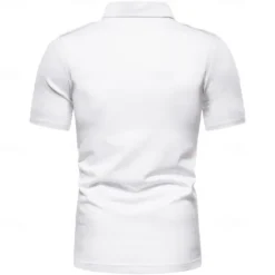 Hot OUKU Men's Polo Shirt Golf Shirt Work Casual Lapel Short Sleeve Basic Modern Solid Color Patchwork Button Spring & Summer Regular Fit Black White Grey Polo Shirt
