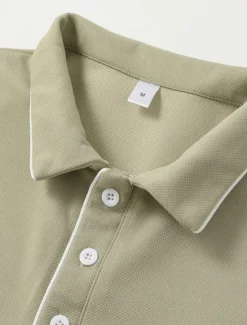 Online OUKU Men's Polo Shirt Golf Shirt Casual Sports Lapel Long Sleeve Fashion Basic Plain Button Spring & Fall Regular Fit Light Blue Pink Dark Blue Light Green Polo Shirt