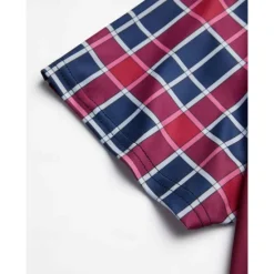 Discount OUKU Men's Polo Shirt Golf Shirt Casual Holiday Lapel Short Sleeve Fashion Basic Color Block Plaid / Check Patchwork Summer Regular Fit Burgundy Brown Polo Shirt
