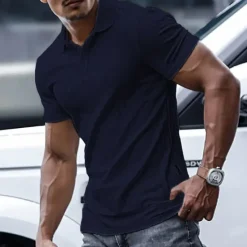 Sale OUKU Men's Polo Shirt Golf Shirt Casual Holiday Lapel Short Sleeve Fashion Basic Plain Classic Summer Regular Fit Navy Black White Yellow Green Light Blue Polo Shirt