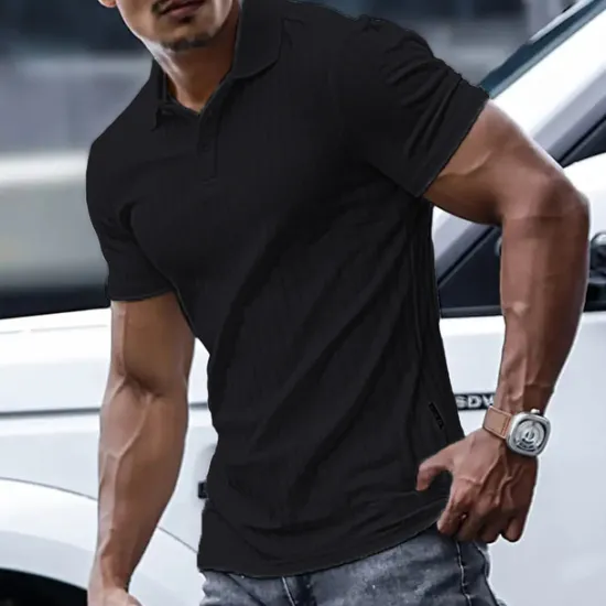 Sale OUKU Men's Polo Shirt Golf Shirt Casual Holiday Lapel Short Sleeve Fashion Basic Plain Classic Summer Regular Fit Navy Black White Yellow Green Light Blue Polo Shirt