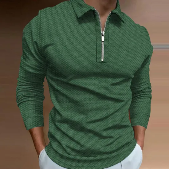 Best OUKU Men's Polo Shirt Golf Shirt Outdoor Casual Turndown Long Sleeve Fashion Designer Geometry Zipper Print Spring & Fall Regular Fit Yellow Red Blue Green Dark Gray Polo Shirt