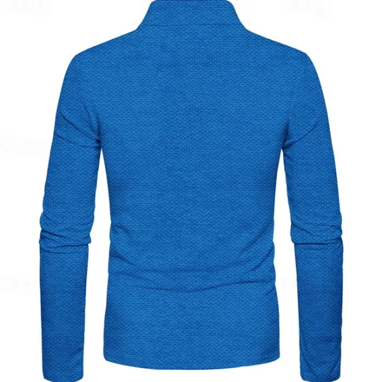 Best OUKU Men's Polo Shirt Golf Shirt Outdoor Casual Turndown Long Sleeve Fashion Designer Geometry Zipper Print Spring & Fall Regular Fit Yellow Red Blue Green Dark Gray Polo Shirt