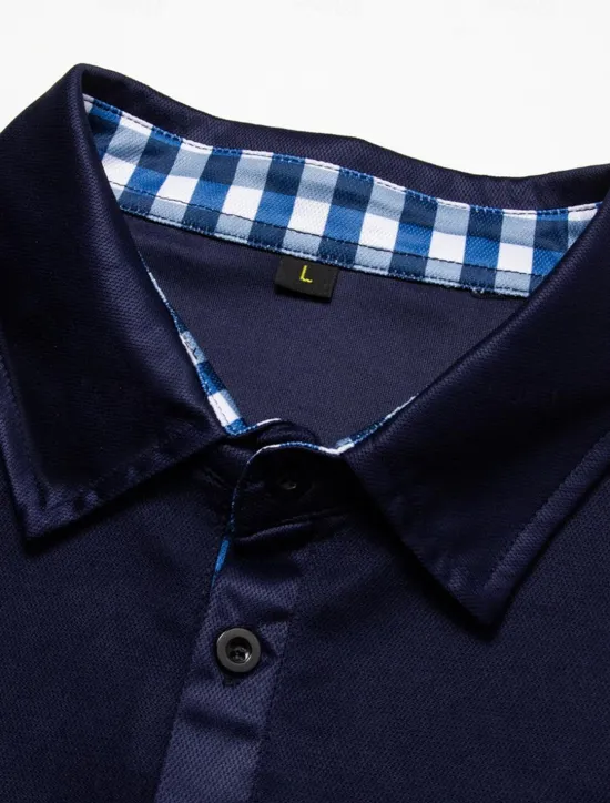 Sale OUKU Men's Polo Shirt Golf Shirt Casual Sports Lapel Long Sleeve Fashion Basic Color Block Button Front Pocket Spring & Fall Regular Fit Black White Navy Blue Gray Polo Shirt