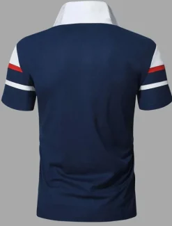 Discount OUKU Men's Polo Shirt Golf Shirt Casual Holiday Classic Short Sleeve Fashion Basic Color Block Classic Summer Regular Fit Fire Red Black Pink Dark navy Polo Shirt