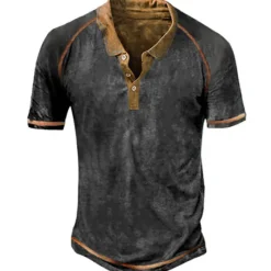 Sale OUKU Men's Polo Shirt Golf Shirt Outdoor Street Turndown Short Sleeves Fashion Designer Graphic Button-Down Print Summer Spring Regular Fit Blue Green Khaki Gray Polo Shirt
