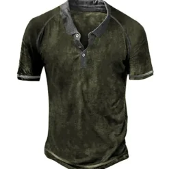 Sale OUKU Men's Polo Shirt Golf Shirt Outdoor Street Turndown Short Sleeves Fashion Designer Graphic Button-Down Print Summer Spring Regular Fit Blue Green Khaki Gray Polo Shirt