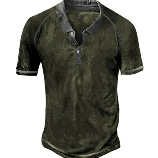 Sale OUKU Men's Polo Shirt Golf Shirt Outdoor Street Turndown Short Sleeves Fashion Designer Graphic Button-Down Print Summer Spring Regular Fit Blue Green Khaki Gray Polo Shirt