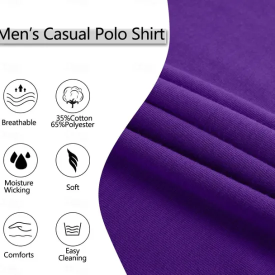 New OUKU Men's Polo Shirt Golf Shirt Casual Holiday Ribbed Polo Collar Classic Short Sleeve Fashion Basic Color Block Patchwork Pocket Summer Regular Fit Purple Grey Polo Shirt