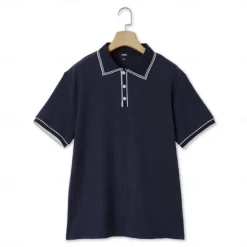 Outlet OUKU Men's Polo Shirt Golf Shirt Work Casual Lapel Ribbed Polo Collar Short Sleeve Basic Modern Color Block Patchwork Button Spring & Summer Regular Fit Light Blue White Burgundy Navy Blue Gray Polo Shirt