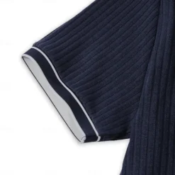 Outlet OUKU Men's Polo Shirt Golf Shirt Work Casual Lapel Ribbed Polo Collar Short Sleeve Basic Modern Color Block Patchwork Button Spring & Summer Regular Fit Light Blue White Burgundy Navy Blue Gray Polo Shirt