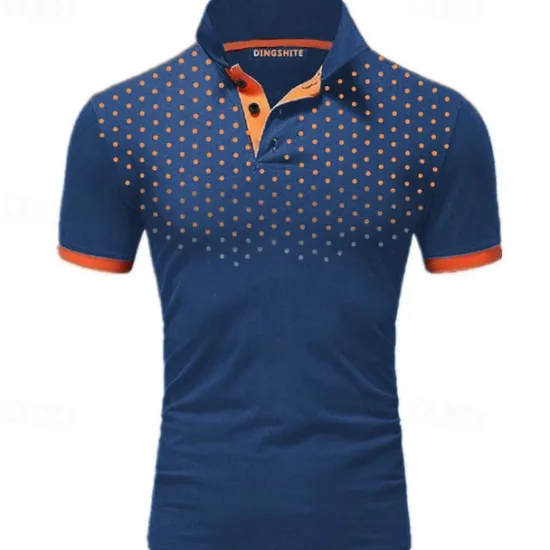 OUKU Men's Polo Shirt Golf Shirt Casual Daily Polo Collar Classic Short Sleeve Casual Soft Polka Dot Dot Button Front Summer Spring Regular Fit Black White Red Navy Blue Orange Light Grey Polo Shirt