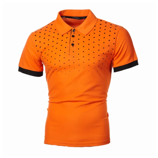 OUKU Men's Polo Shirt Golf Shirt Casual Daily Polo Collar Classic Short Sleeve Casual Soft Polka Dot Dot Button Front Summer Spring Regular Fit Black White Red Navy Blue Orange Light Grey Polo Shirt