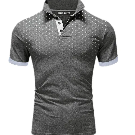 OUKU Men's Polo Shirt Golf Shirt Casual Daily Polo Collar Classic Short Sleeve Casual Soft Polka Dot Dot Button Front Summer Spring Regular Fit Black White Red Navy Blue Orange Light Grey Polo Shirt