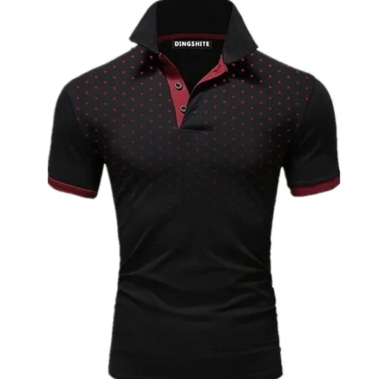 OUKU Men's Polo Shirt Golf Shirt Casual Daily Polo Collar Classic Short Sleeve Casual Soft Polka Dot Dot Button Front Summer Spring Regular Fit Black White Red Navy Blue Orange Light Grey Polo Shirt