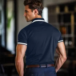 Hot OUKU Men's Polo Shirt Golf Shirt Casual Sports Lapel Short Sleeve Fashion Basic Color Block Patchwork Front Pocket Summer Regular Fit Dark red White Navy Blue Sky Blue Grey Polo Shirt