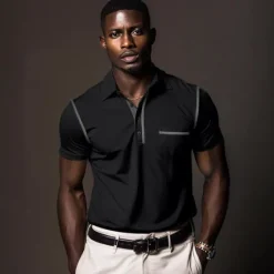 Hot OUKU Men's Polo Shirt Golf Shirt Work Casual Lapel Ribbed Polo Collar Short Sleeve Basic Modern Color Block Patchwork Button Spring & Summer Regular Fit Dark Gray Black White Burgundy Navy Blue Blue Polo