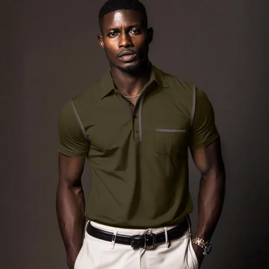 Hot OUKU Men's Polo Shirt Golf Shirt Work Casual Lapel Ribbed Polo Collar Short Sleeve Basic Modern Color Block Patchwork Button Spring & Summer Regular Fit Dark Gray Black White Burgundy Navy Blue Blue Polo