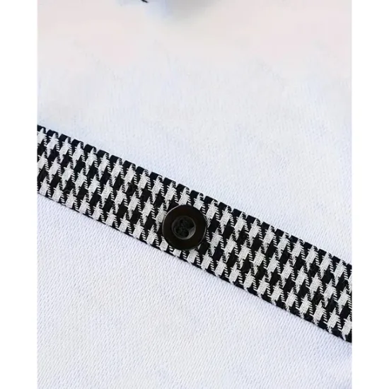 Sale OUKU Men's Polo Shirt Golf Shirt Casual Sports Lapel Long Sleeve Fashion Basic Color Block Houndstooth Patchwork Button Spring & Fall Regular Fit White Red Navy Blue Khaki Light Blue Polo Shirt