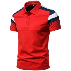 Outlet OUKU Men's Polo Shirt Golf Shirt Casual Polo Collar Classic Short Sleeve Casual Solid Color Button Front Spring & Summer Regular Fit White Red Navy Blue Polo Shirt
