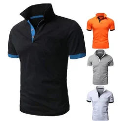 OUKU Men's Polo Shirt Golf Shirt Outdoor Casual Polo Collar Classic Short Sleeve Basic Classic Solid Color Button Front Button-Down Summer Regular Fit Apple Green Lake blue Black / Red Black White Yellow