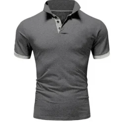 OUKU Men's Polo Shirt Golf Shirt Outdoor Casual Polo Collar Classic Short Sleeve Basic Classic Solid Color Button Front Button-Down Summer Regular Fit Apple Green Lake blue Black / Red Black White Yellow
