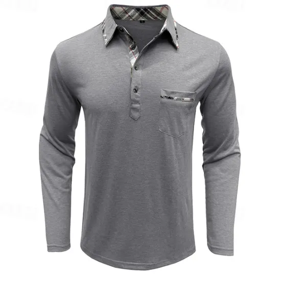 Discount OUKU Men's Polo Shirt Golf Shirt Work Casual Lapel Ribbed Polo Collar Short Sleeve Basic Modern Color Block Patchwork Button Spring & Summer Regular Fit Light Yellow Light Blue Lake blue Violet Ruby Red
