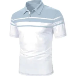 Sale OUKU Men's Polo Shirt Golf Shirt Outdoor Business Classic Short Sleeves Fashion Designer Color Block Striped Classic Style Summer Spring Regular Fit Black Navy Blue Blue Brown Green Gray Polo Shirt